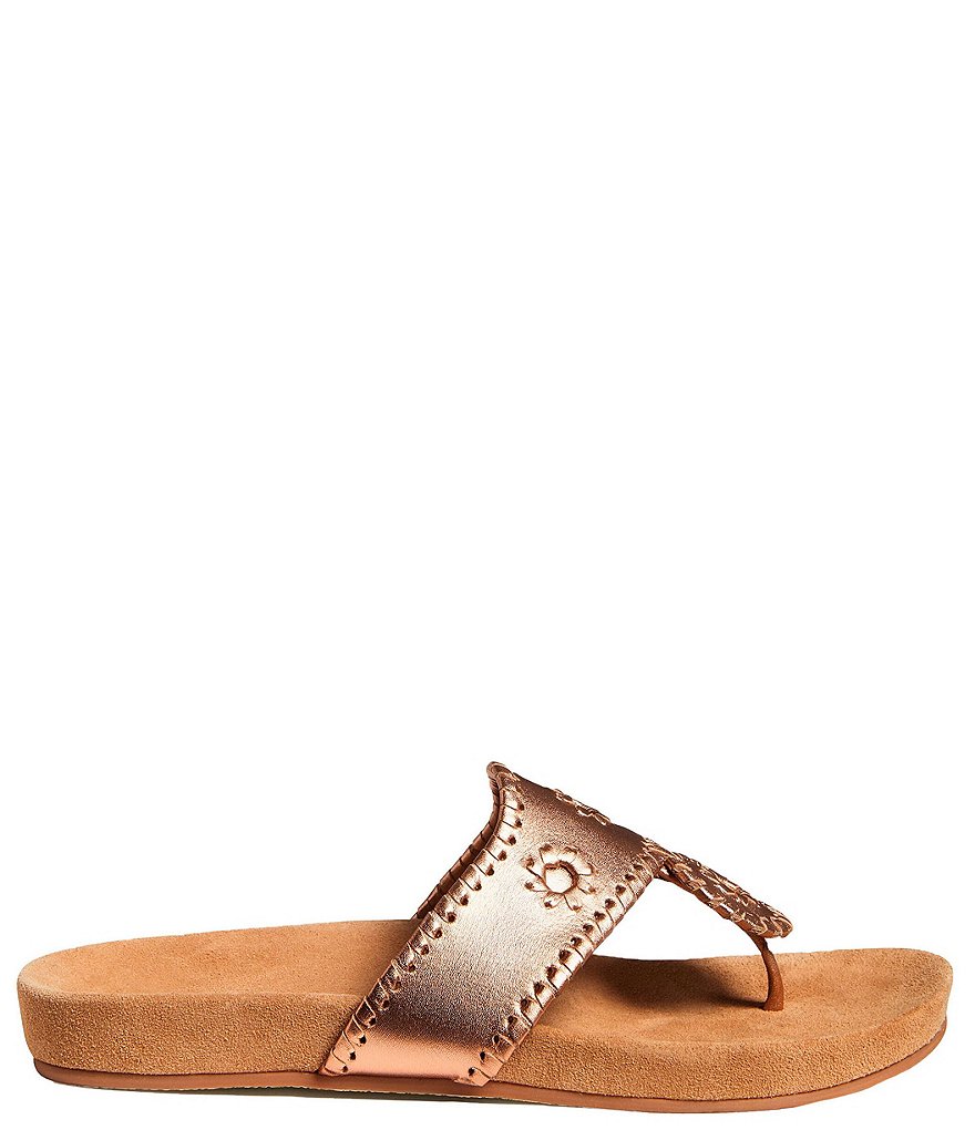 Jack Rogers Jacks Comfort Leather Whipstitch Detail Thong Sandals