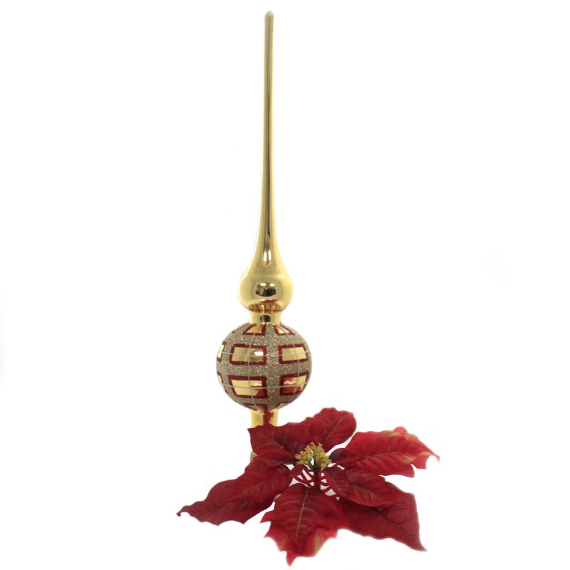 Christina's World 19.0" Red Plaid On Gold Finial Christmas Tree Topper  -  Tree Toppers