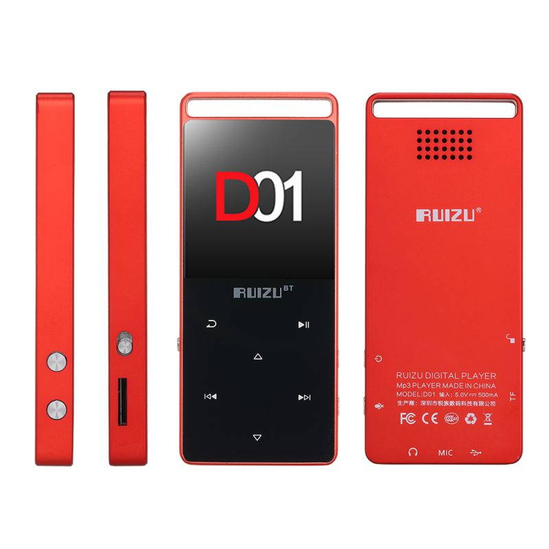 RUIZU D01 HiFi MP3 Player 4G/8G 1.8 inches Touch Button Voice Recorder FM E-Book Clock Video Pedometer USB BT Metal MP3 Music Player
