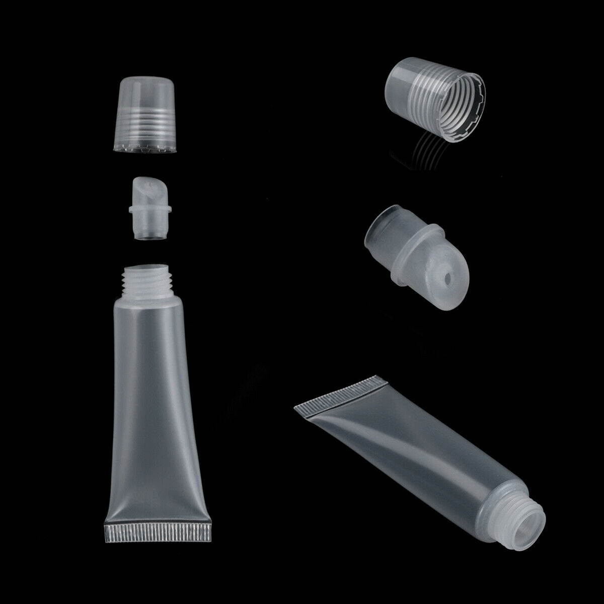 50Pcs 10ml Lip Gloss Balm Empty Soft Tubes Clear Cosmetic Containers Refillable