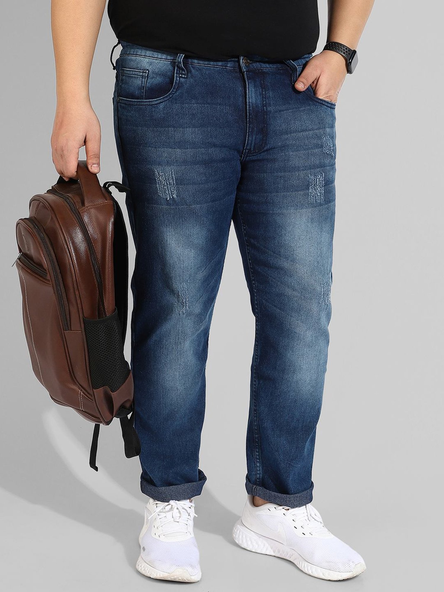 Instafab Plus Blue Regular fit Distressed Plus Size Distressed Jeans