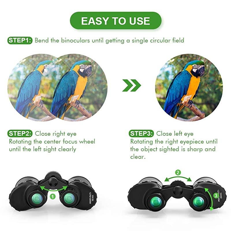 Binoculars for Adults 10x50 FullSize Clear Binocular for Bird Watching Hunting Travel ConcertPowerful Compact Binoculars Telescope with Strap Carrying Bag Phone Mount