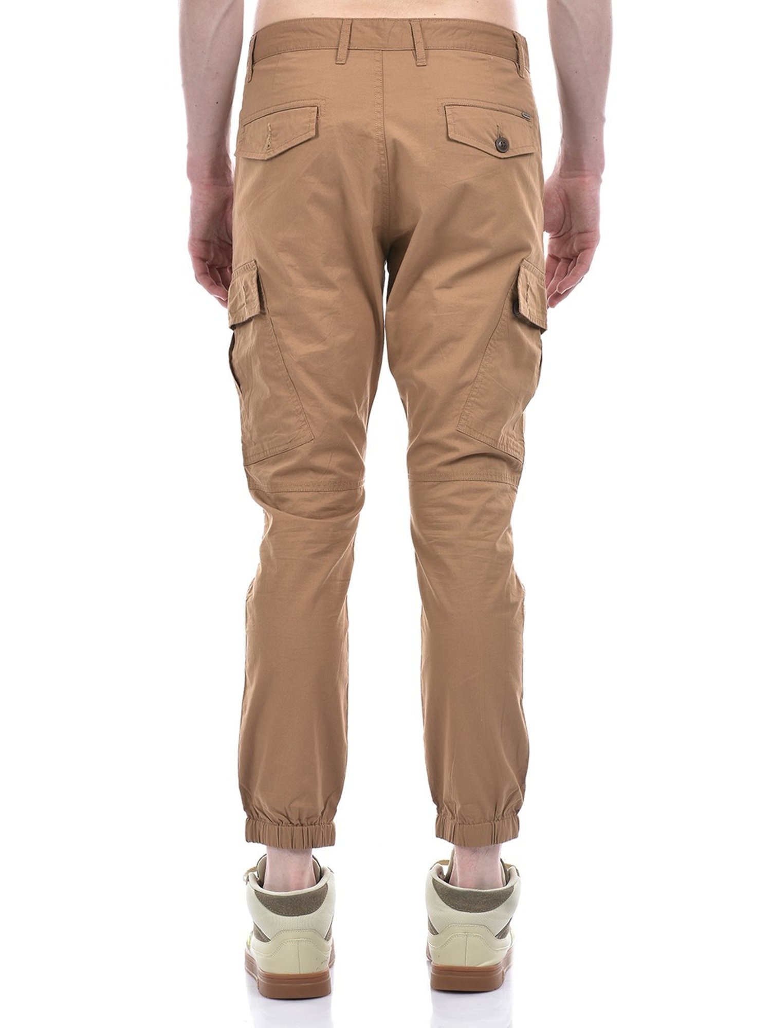 Slowave Beige Regular Fit Flat Front Trousers
