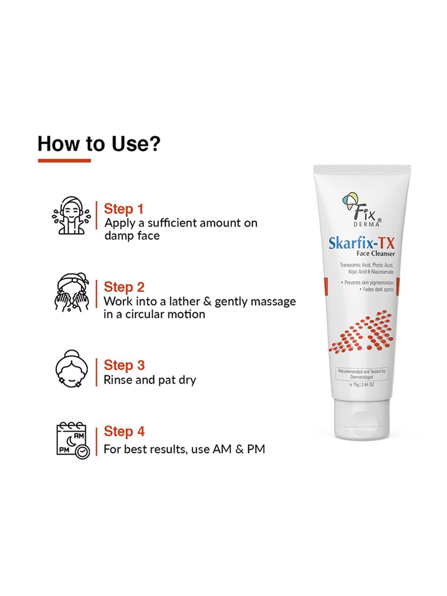 Fixderma Skarfix-TX Face Cleanser - 75 gm