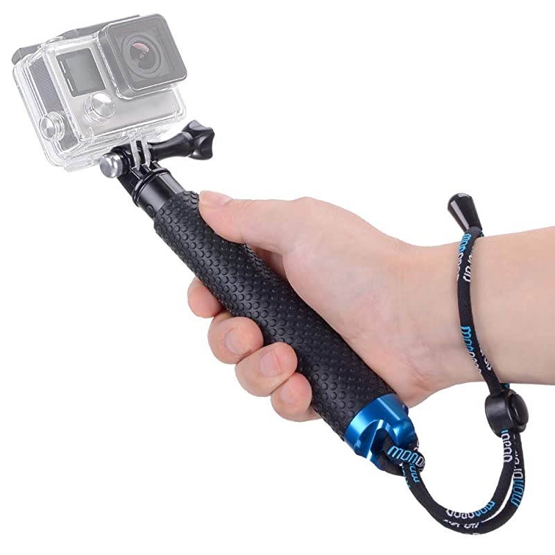 Extension Selfie Stick, Portable Hand Grip Waterproof Handheld Monopod Adjustable Pole Compatible with GoPro Hero(2018) Hero 8 7 6 5 4 AKASO SJCAM DJI OSMO Action and More Sports Cameras