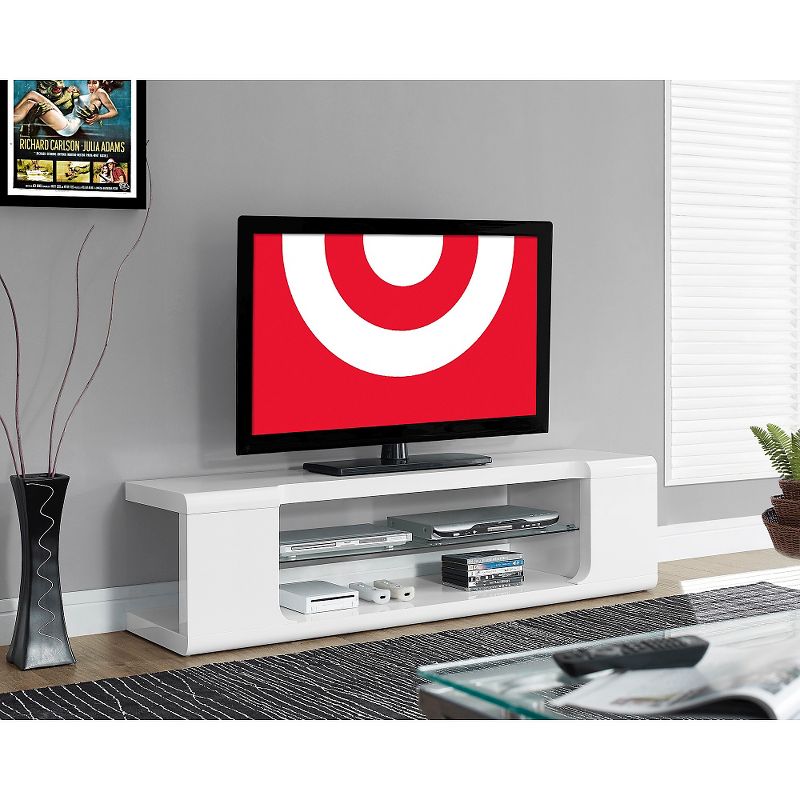 High Glossy TV Stand with Tempered Glass - White - EveryRoom
