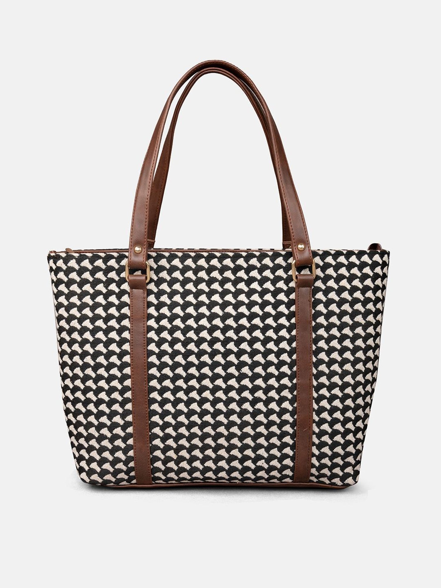 Gaurapakhi Black & White Printed Large Tote Bag