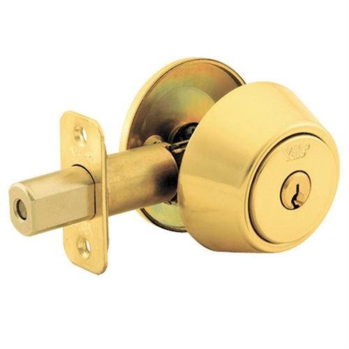 Yale 820-605 Polished Brass US3 Single Cylinder Deadbolt For Doors 1-3/8" To 1-3/4" With Kwikset Keyway