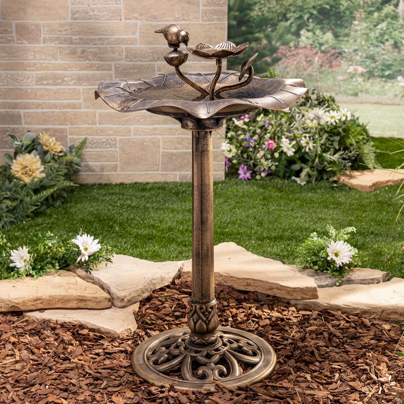 13.5" Classic II Antique Copper Birdbath w/ Rail Mount Bracket - Achla Designs