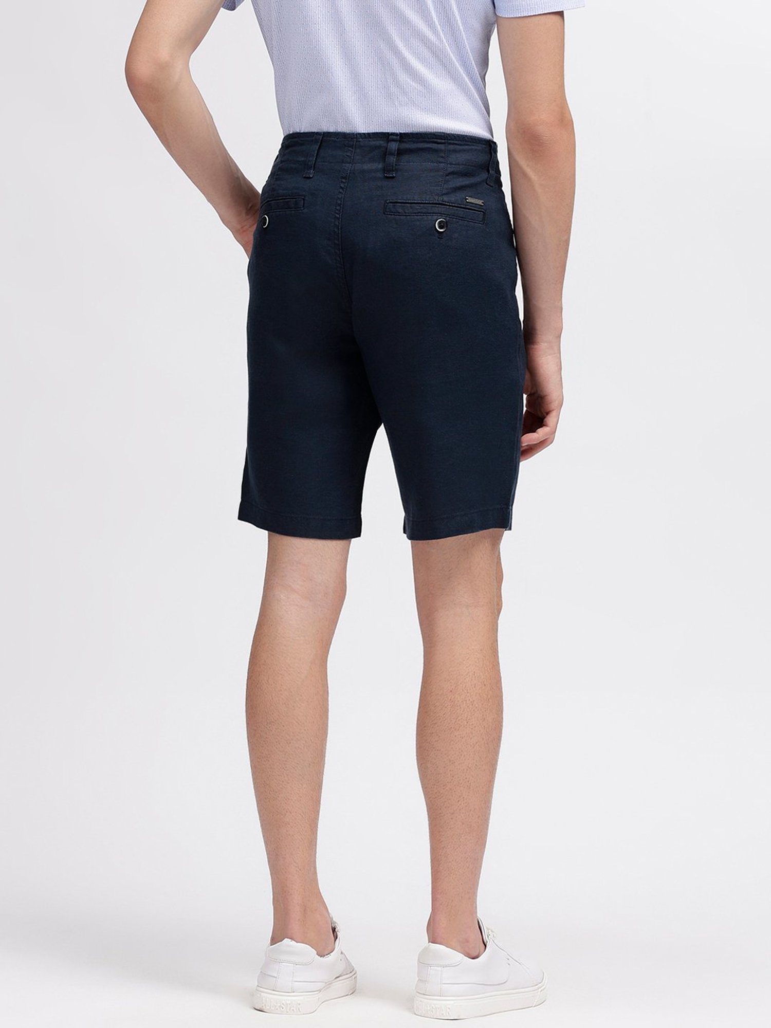 Bruun & Stengade Navy Regular Fit Linen Shorts