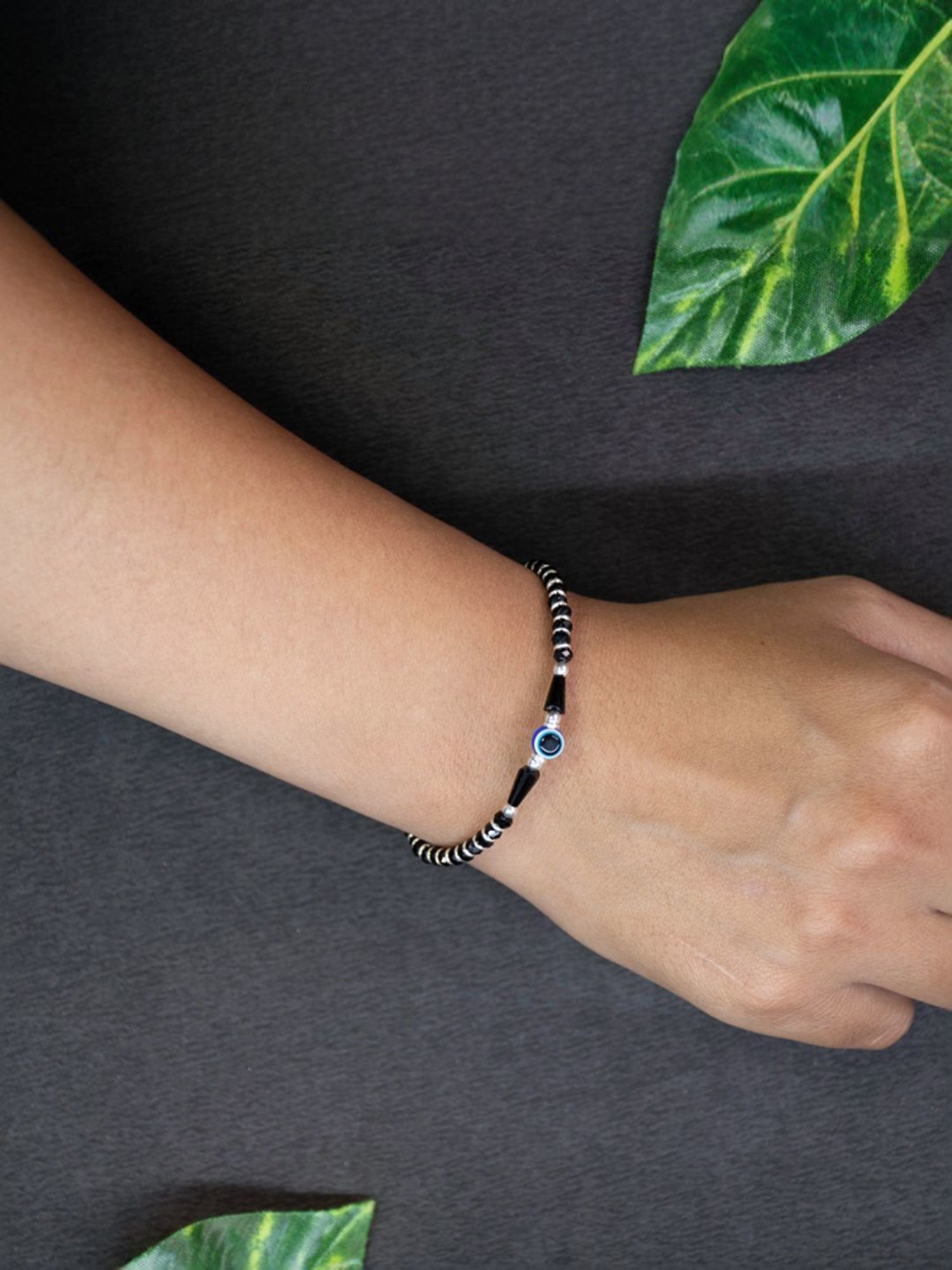 Arte Jewels 925 Sterling Silver Nazariya Evil Eye Bead Bracelet for Women & Girls