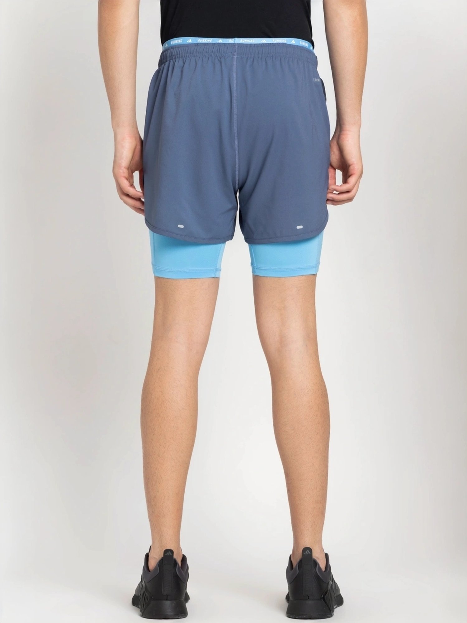 Adidas Blue Regular Fit Logo Printed Sports Shorts