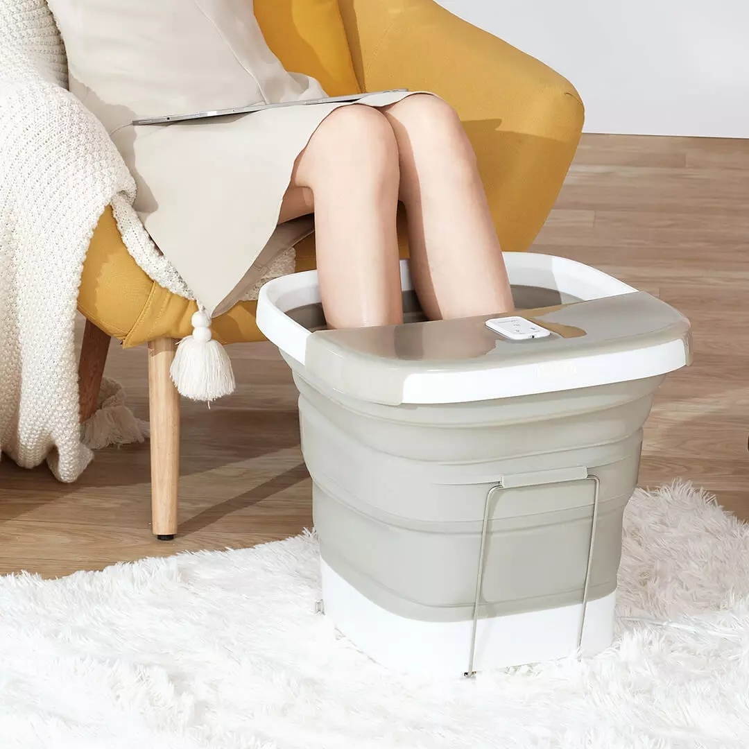 LERAVAN 1000W Foldable Foot Bath High Barrel Intelligent Remote Control Constant Temperature Heating Foot Bath-Grey