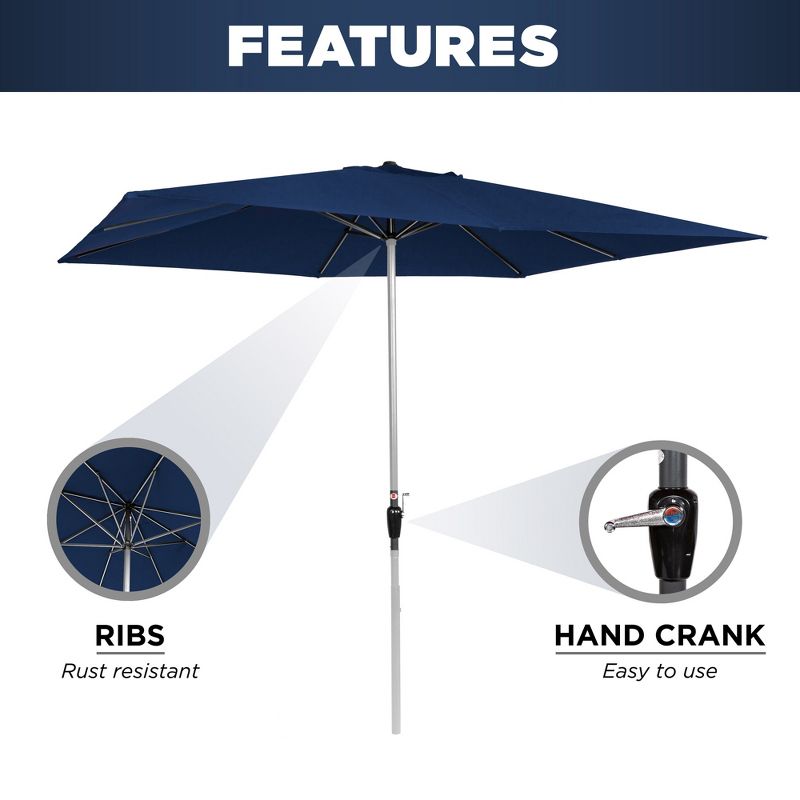 Best Choice Products 8x11ft Rectangular Patio Umbrella w/ Crank, Fade-Resistant 210G Polyester Fabric - Navy Blue