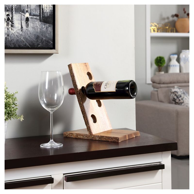 11.5" x 10.2" Four Bottle Floating Acacia Wood Wine Holder Brown - Danya B.