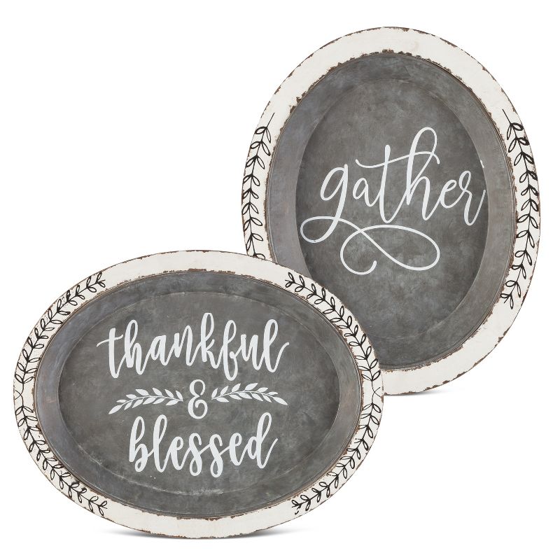 Lone Elm Studios Set of 2 Assorted Galvanized Trays