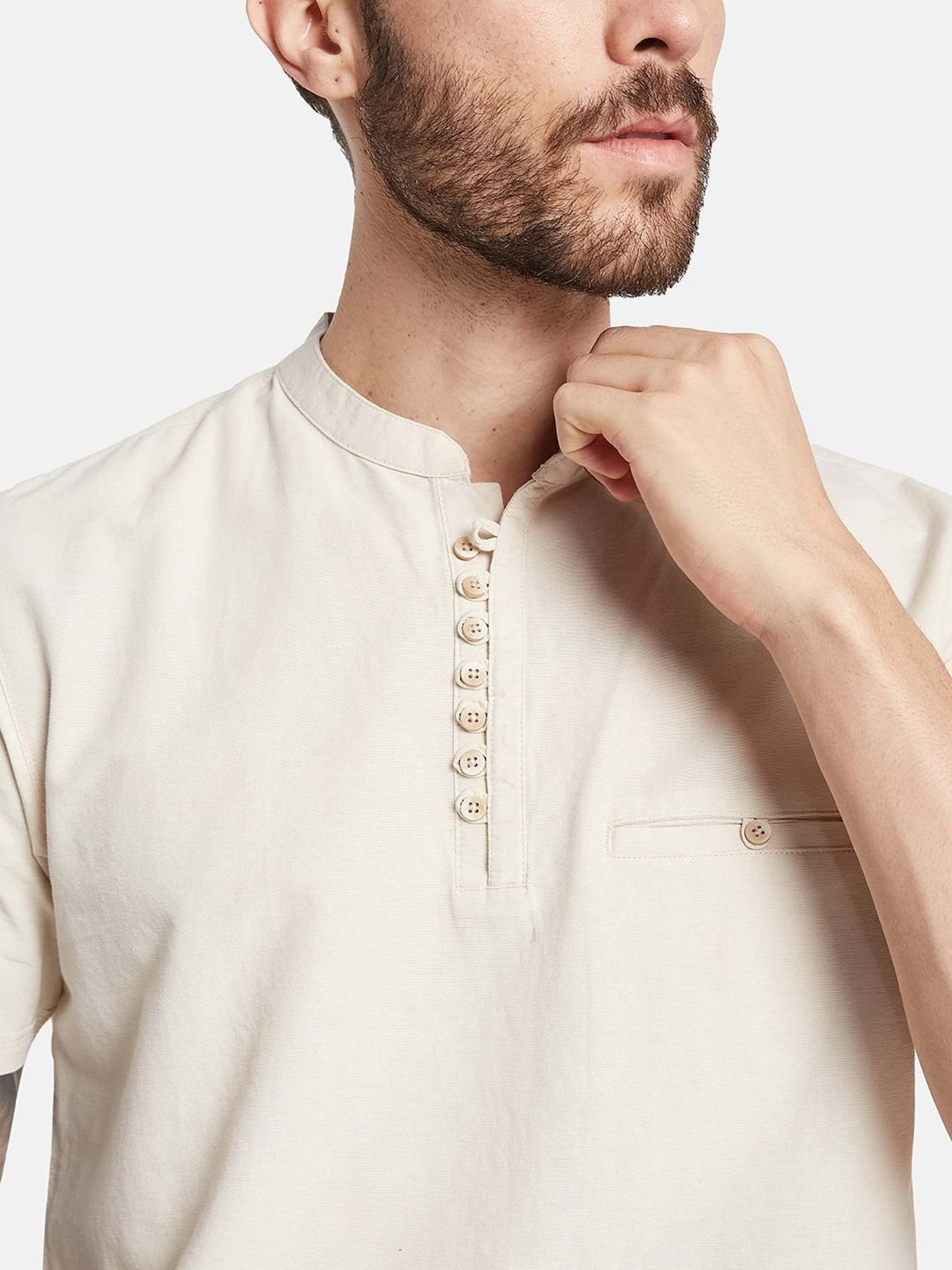 Octave Natural Regular Fit Henley T-Shirt