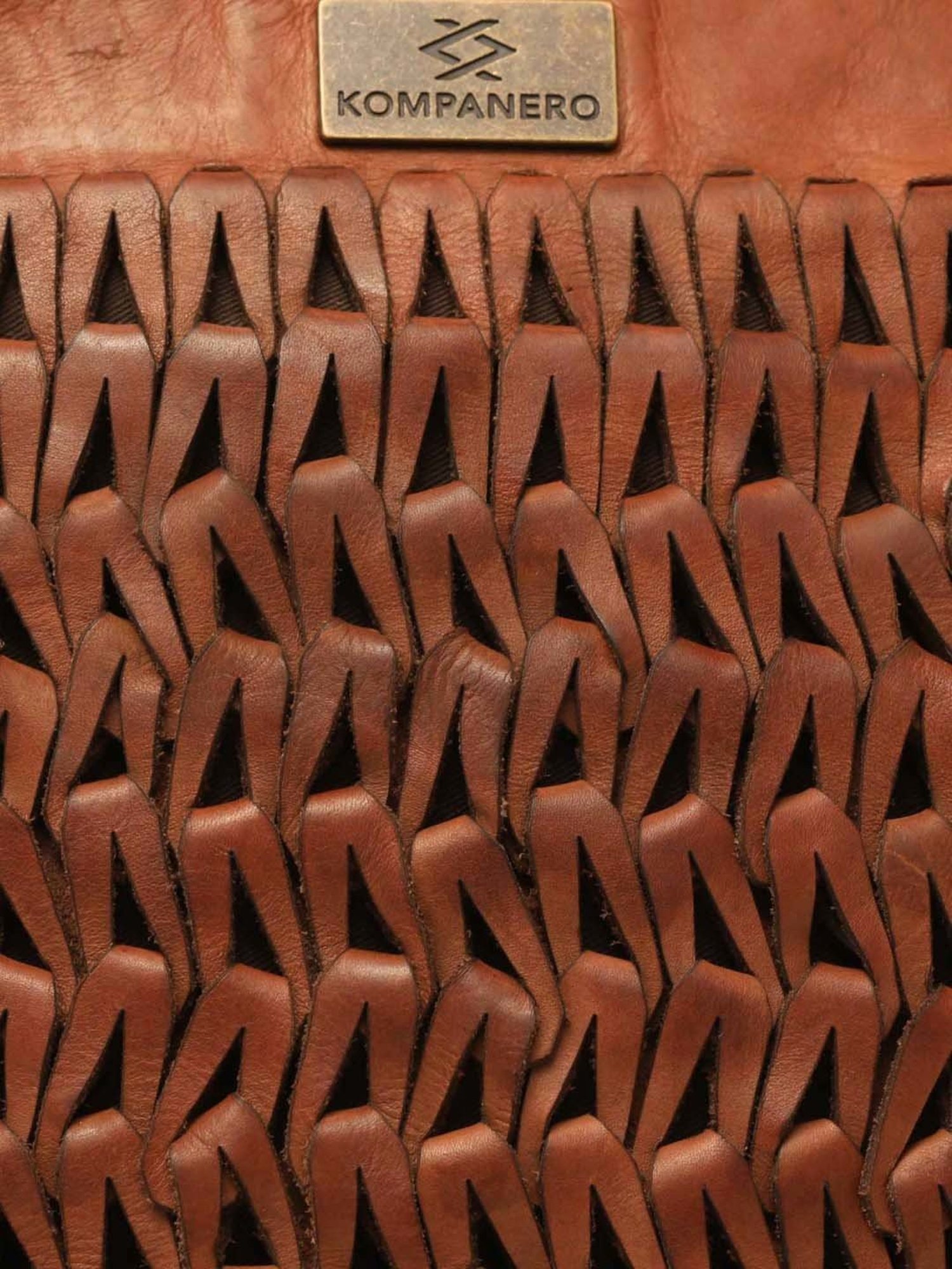 KOMPANERO Tan Cut Work Medium Handbag