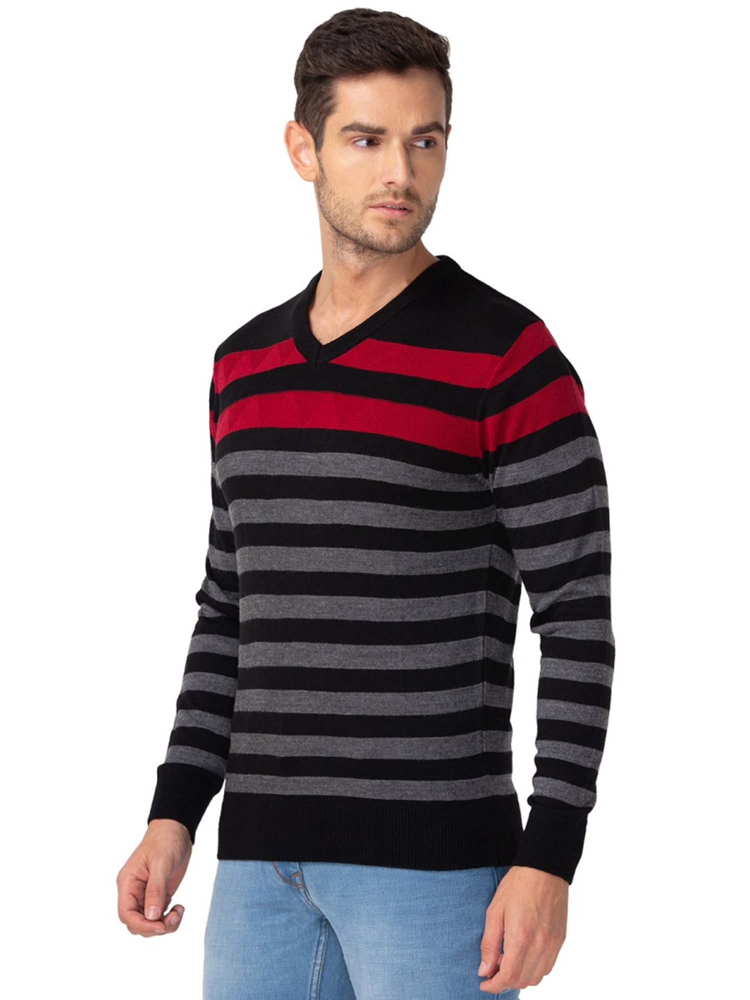 Parx Multi  Regular Fit Striped sweater