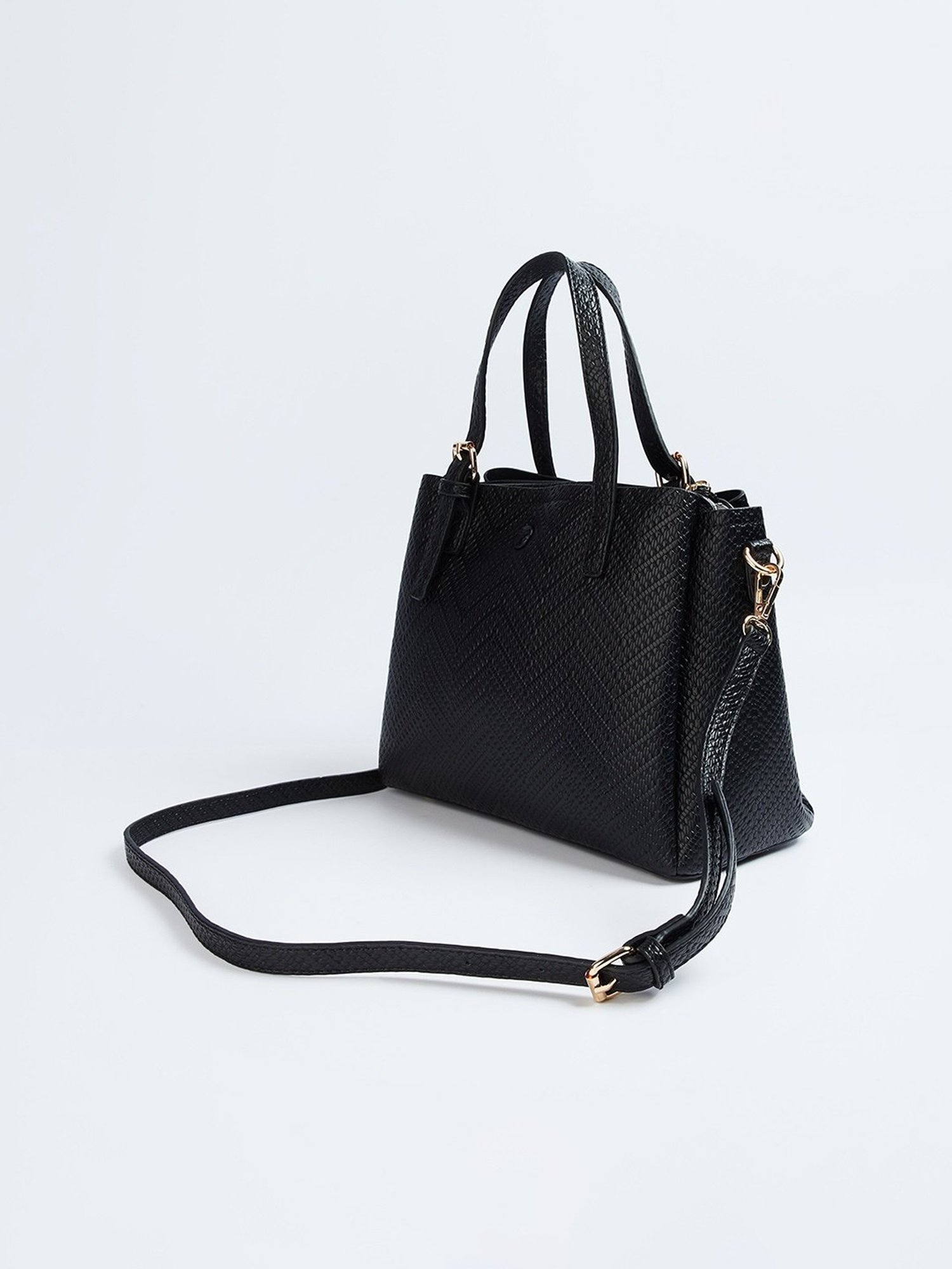 Code by Lifestyle Black Textured Handbag