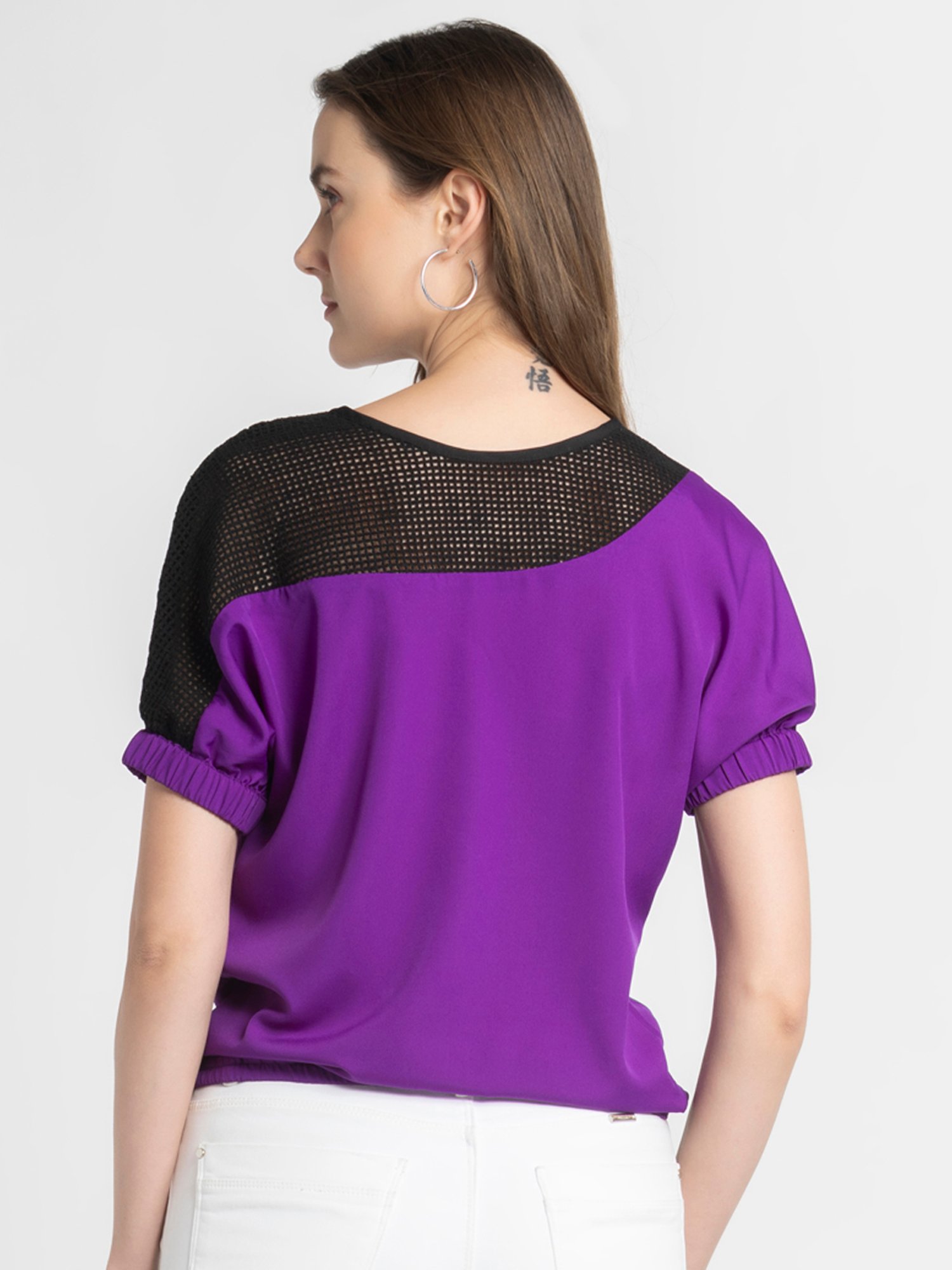 SHAYE Purple & Black Regular Fit Top