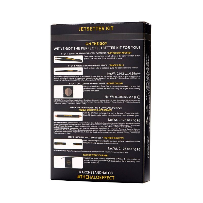 Arches & Halos Jetsetter Brow Kit Dark - 6pc