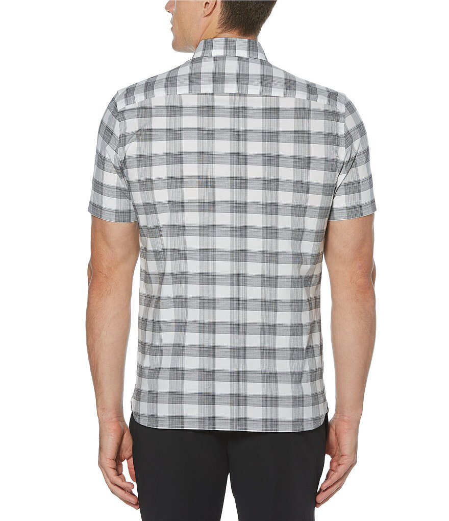 Perry Ellis Plaid Stretch Short-Sleeve Woven Shirt