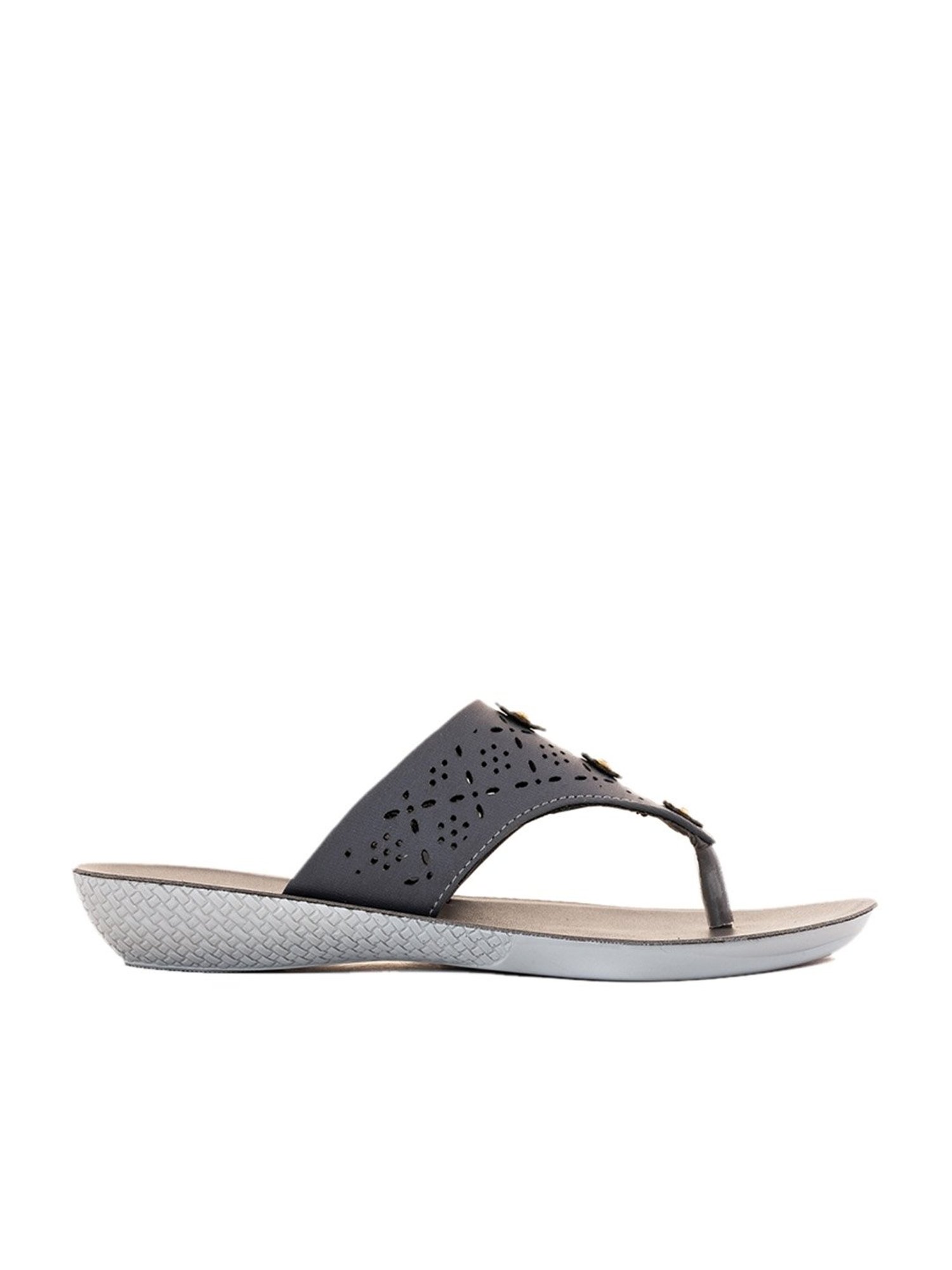 Khadim Women's Grey Thong Wedges
