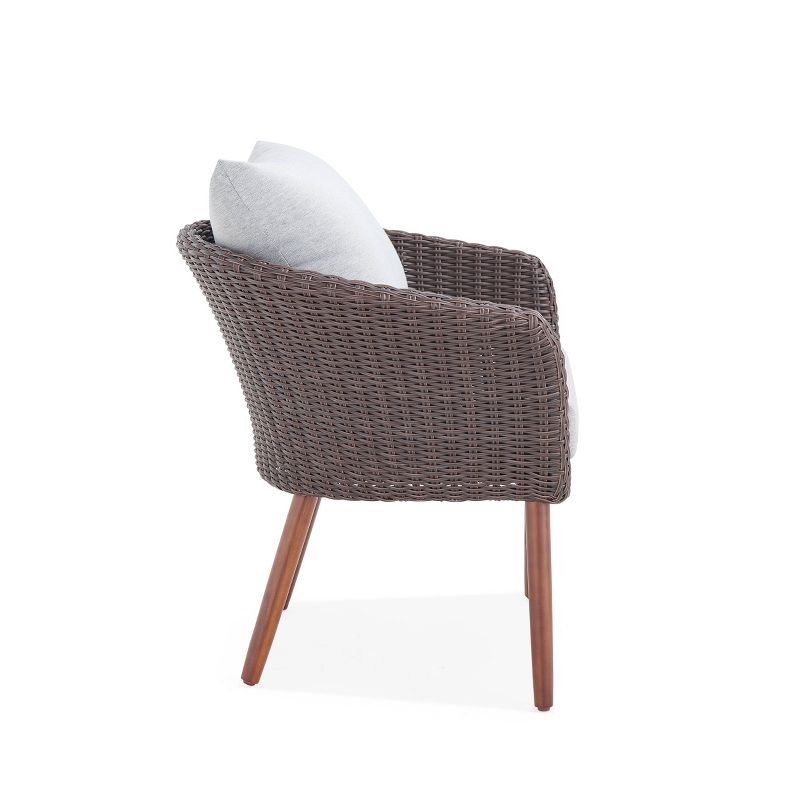 2pk All-Weather Wicker Athens Outdoor Chairs with Cushions Brown - Alaterre Furniture