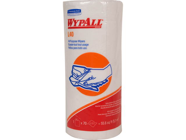 WypAll L40 Disposable Cleaning and Drying Towels (05027), Limited Use Towels, White, 24 Rolls per Case, 70 Sheets per Roll, 1,680 Sheets Total