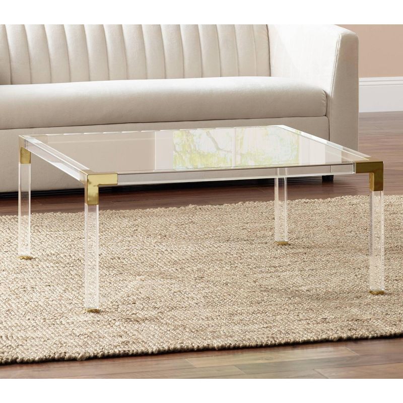 55 Downing Street Hanna 40" Square Clear Acrylic Modern Coffee Table