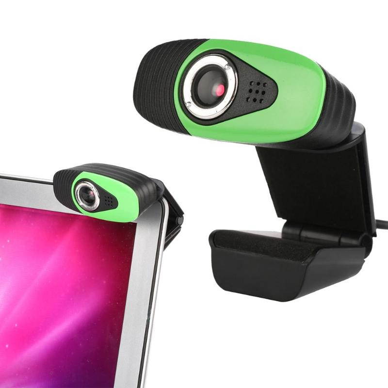 HXSJ A871 Webcam HD 480P PC Camera with Absorption Microphone MIC for Skype for Android TV Rotatable Computer Camera USB Web Cam- Green