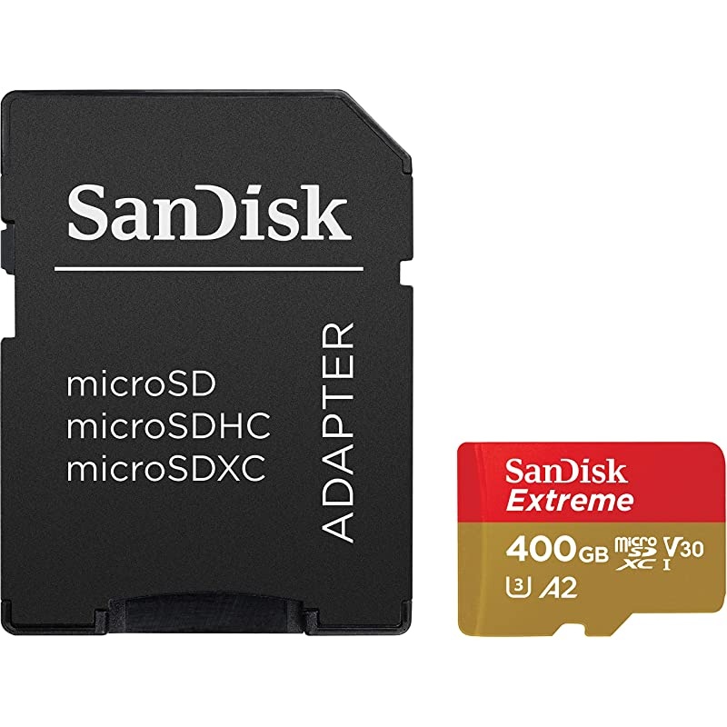 400GB Extreme microSDXC UHSI Memory Card with Adapter C10 U3 V30 4K A2 Micro SD SDSQXA1400GGN6MA