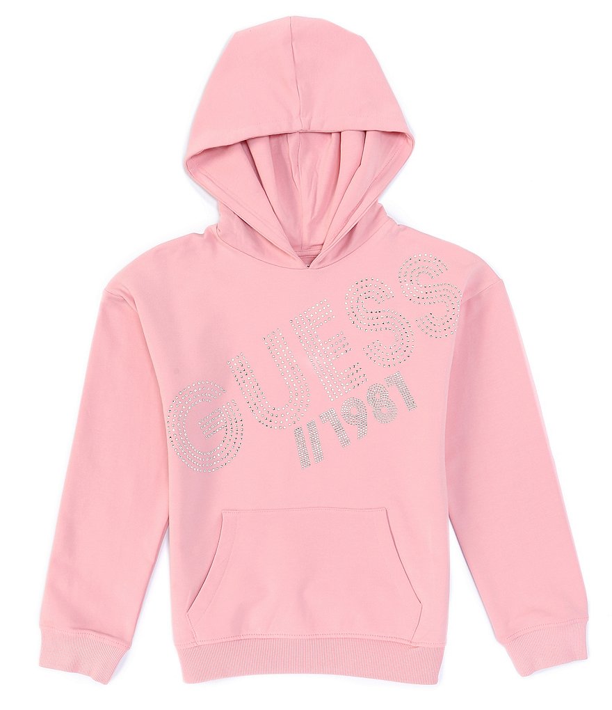 Guess Big Girls 7-16 Long-Sleeve Rhinestone Guess Logo Pull-Over Hoodie