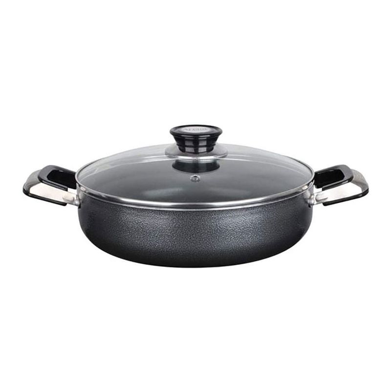 Alpine Cuisine Aluminum Non-Stick Dutch Oven Pot with Glass Lid and Carrying Handles, 6.5 Quart, Gray