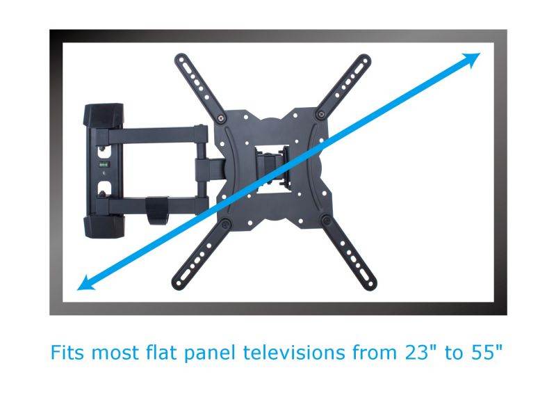 onn 63607253 ultra slim fullmotion 23"55" tv mount, black w/builtinlevel