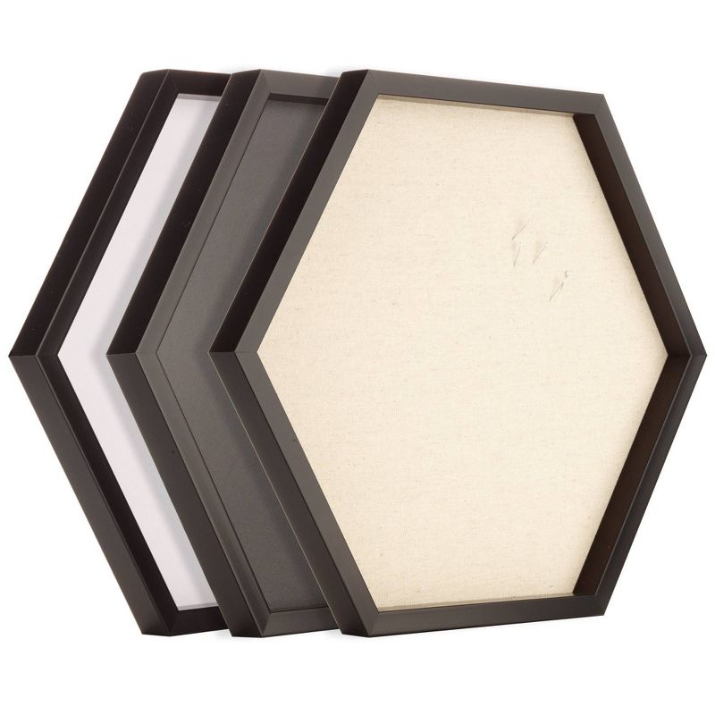 3pc Hexagon Dry Erase Chalkboard/Pinboard Wall Organizer Set Black - Gallery Solutions