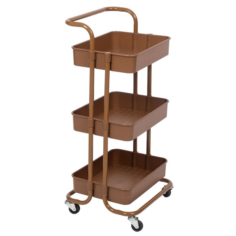 Pemberly Row 3 Tier Mobile Storage Caddy in Caramel