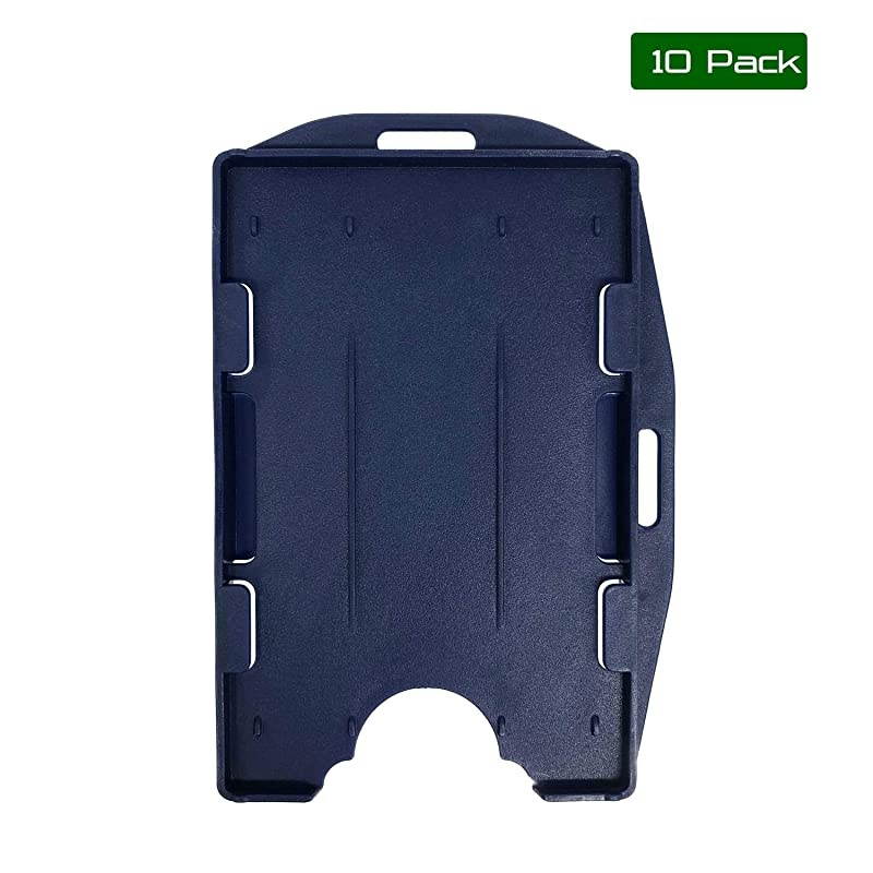 10 Pack Navy Blue 2 Sided ID Badge Holder Horizontal or Veritcal Hold 2 Cards