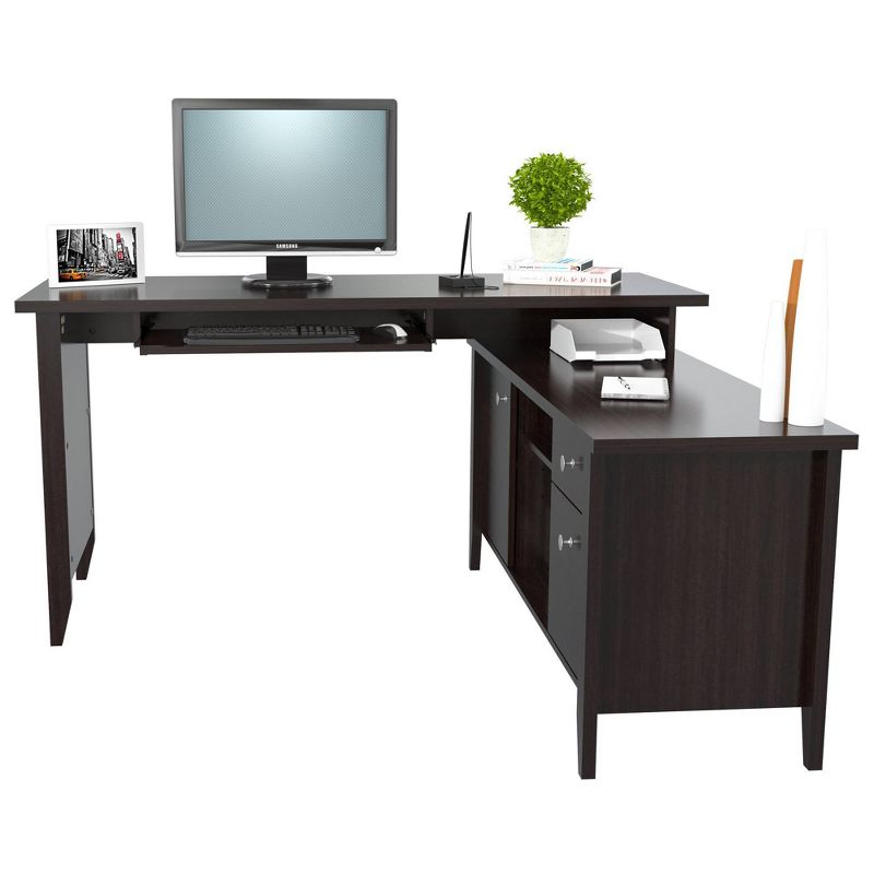 L Shaped Computer Writing Desk Espresso - Inval
