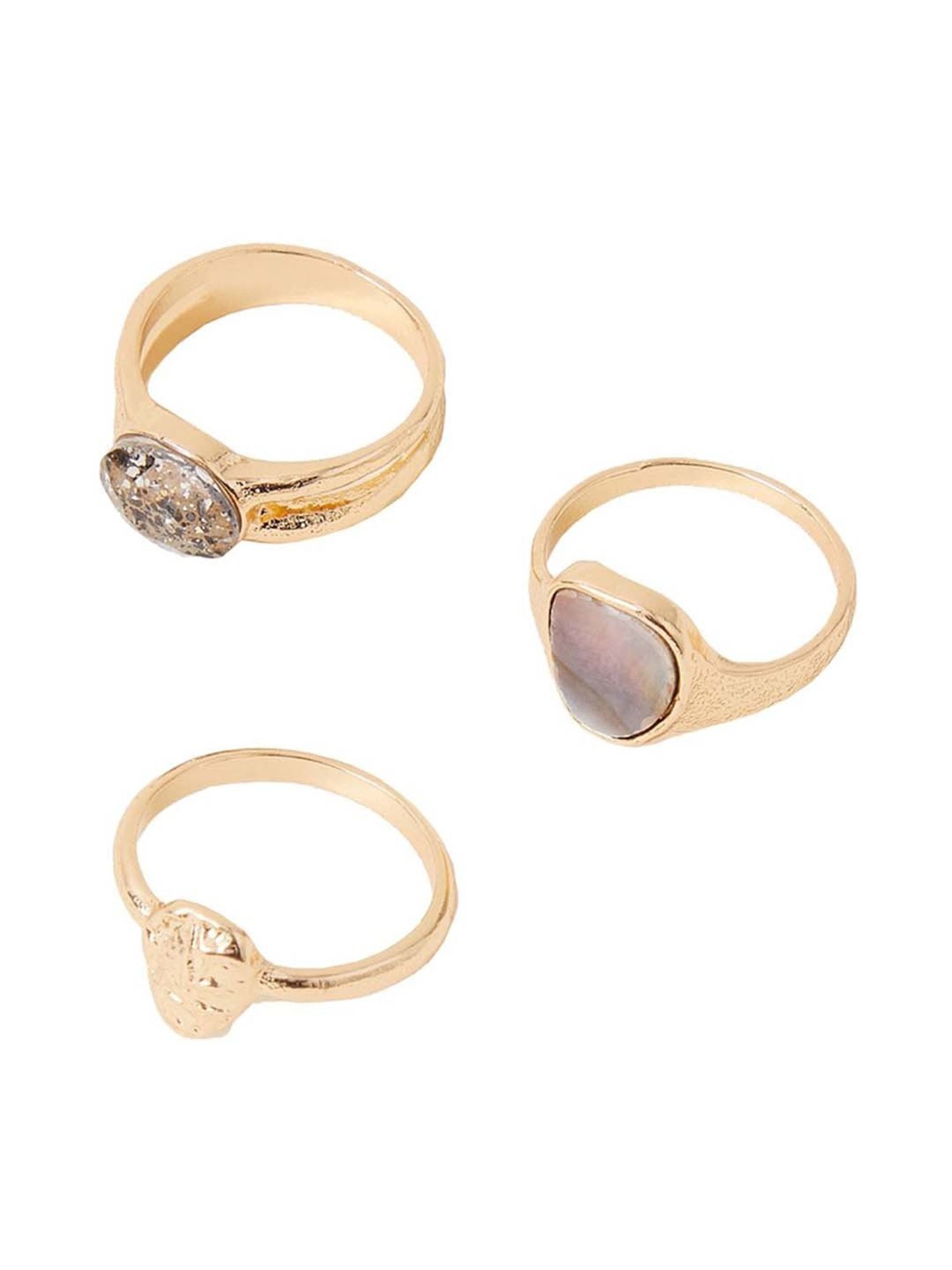 Accessorize London Women's Pearlised Ring Set Of Three Grey