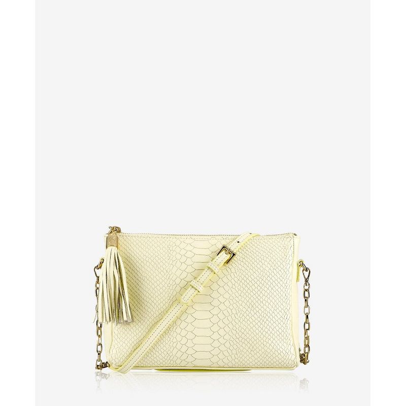 VR NYC Magnetic Strap Closure Mosaic Design Denim Laser Cut Crossbody Bag - Blue