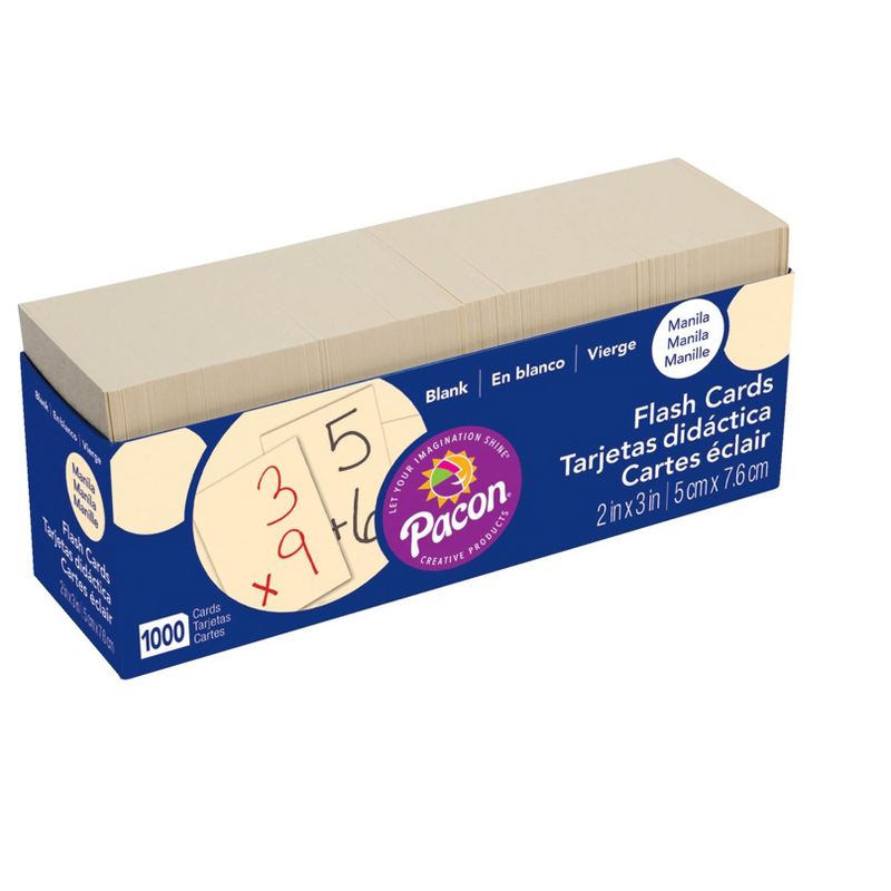 Pacon Blank Flash Cards, Manila, 2 x 3 Inches, pk of 1000
