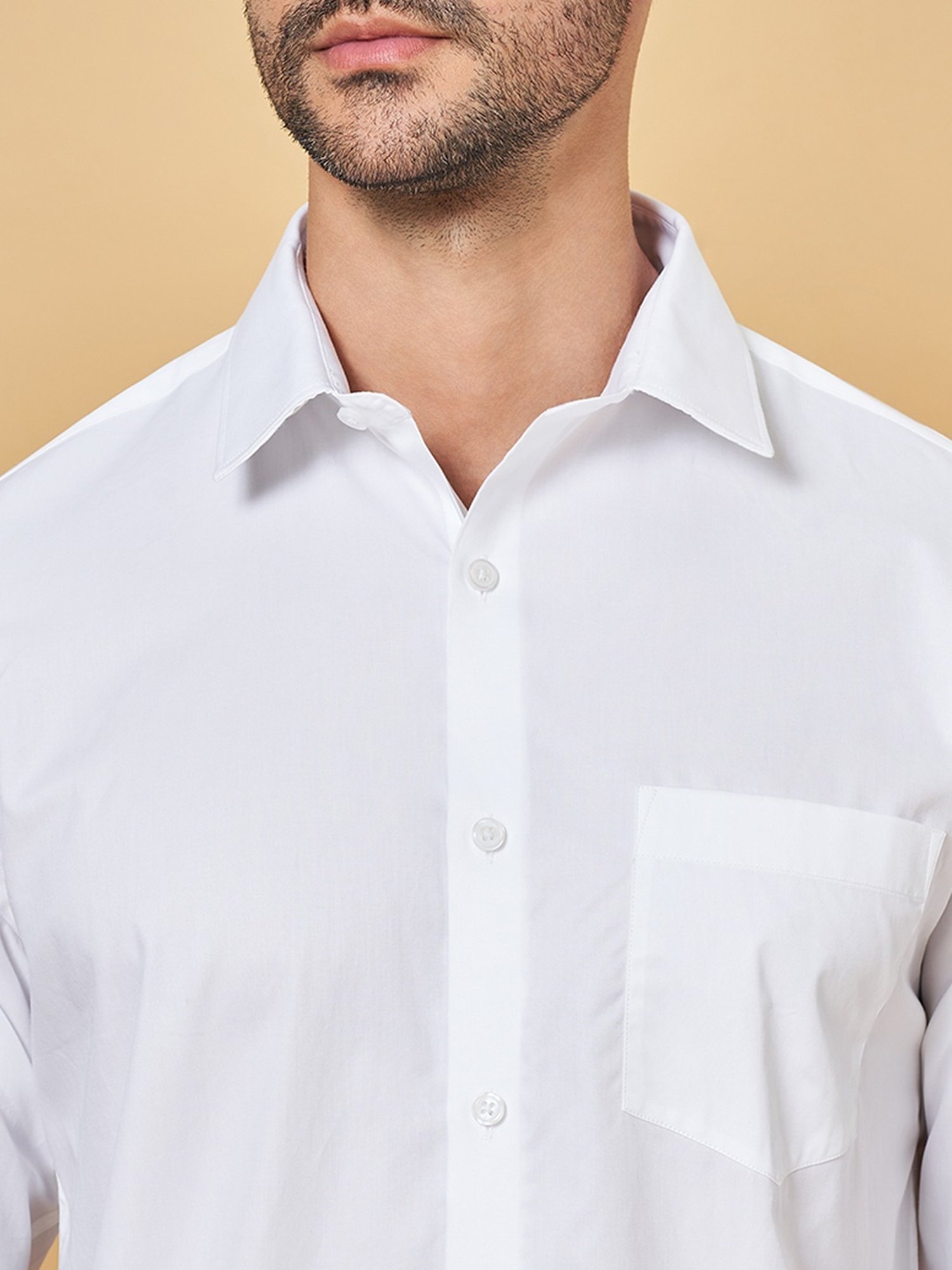 Peregrine by Pantaloons White Cotton Regular Fit Shirt