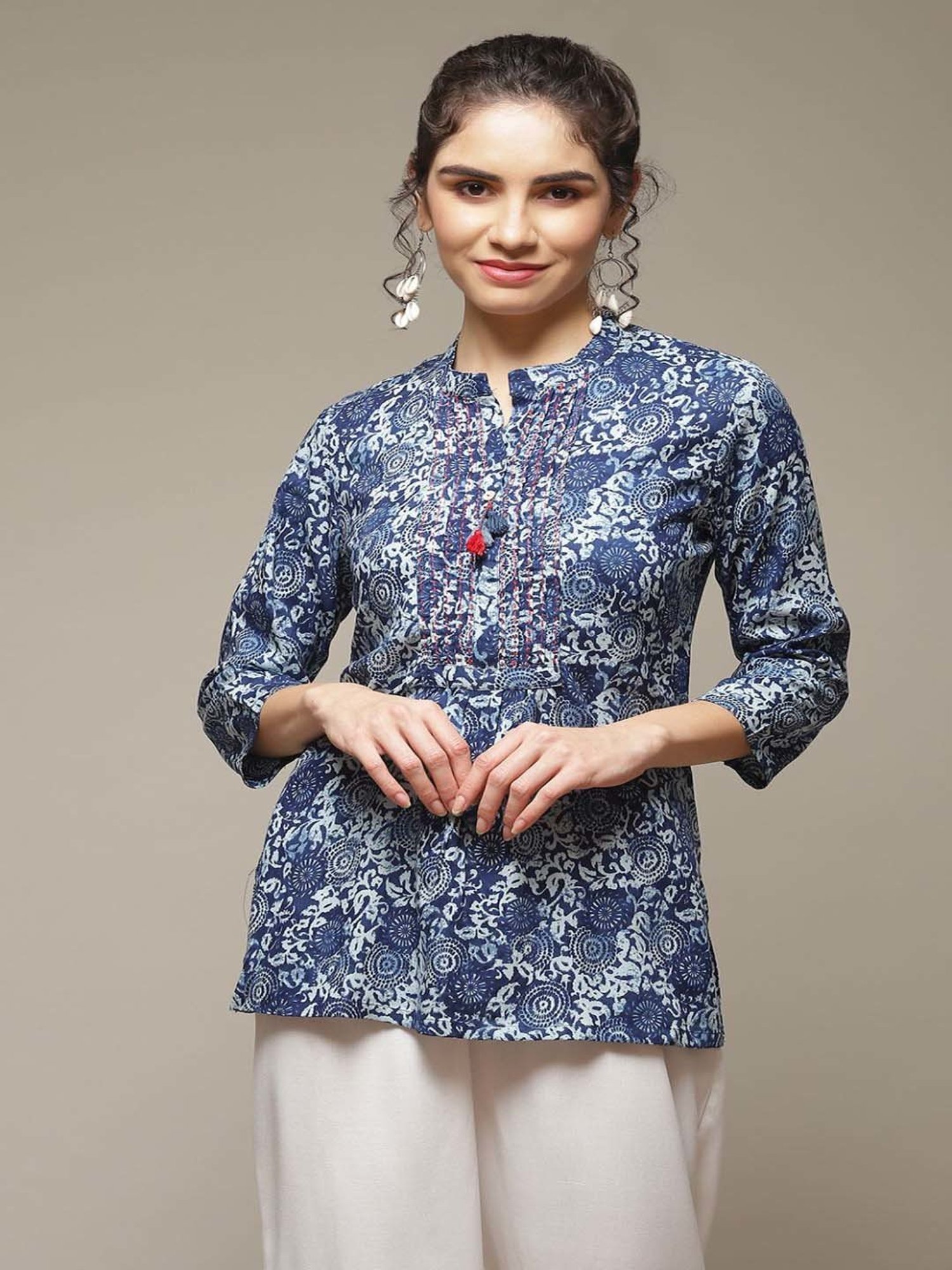 Rangriti Blue Printed Top