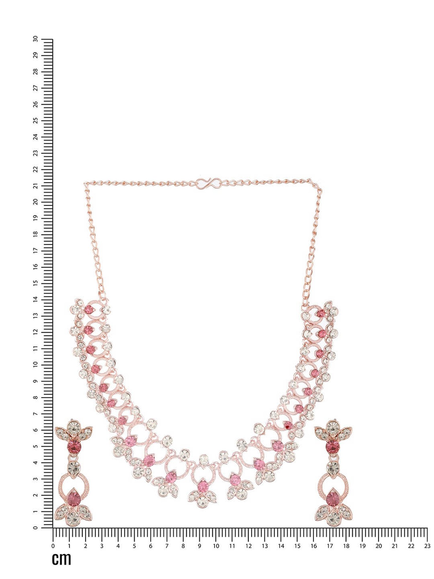 Aatmana Rose Gold-Plated Red & White CZ-Studded Jewellery Set for Women