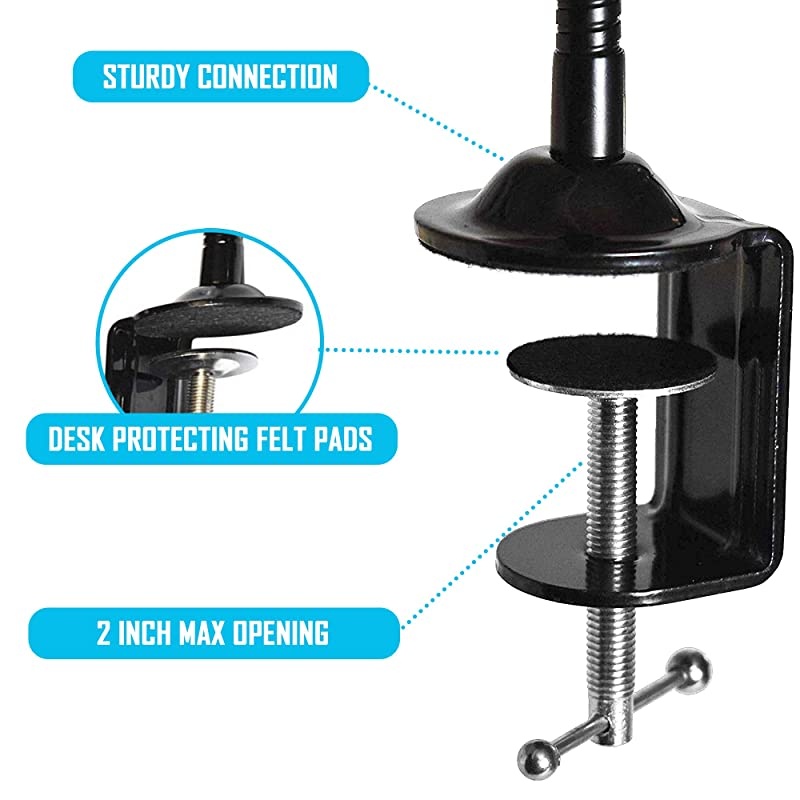 Flexible Gooseneck Microphone Stand with Desk Clamp for Radio Broadcasting Studio Live Broadcast Equipment TV Stations 13 Clamp