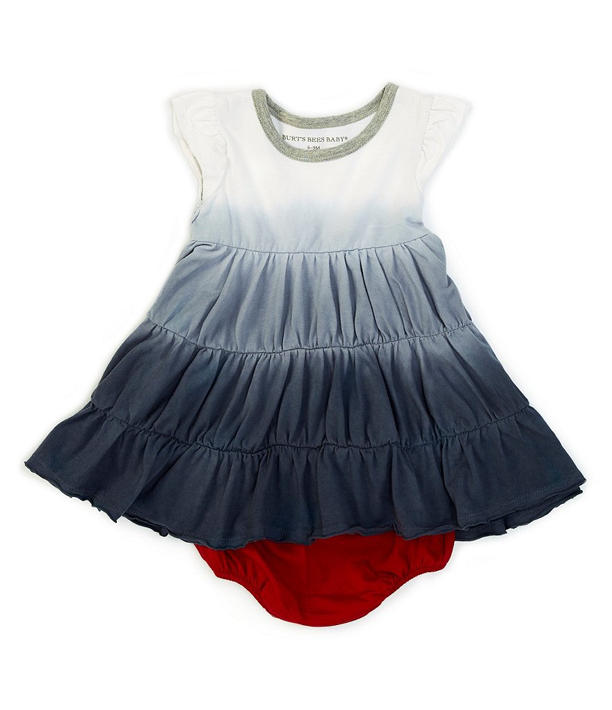 Burt's Bees Baby Girls Newborn-24 Months Short-Sleeve Americana Dip-Dye Dress