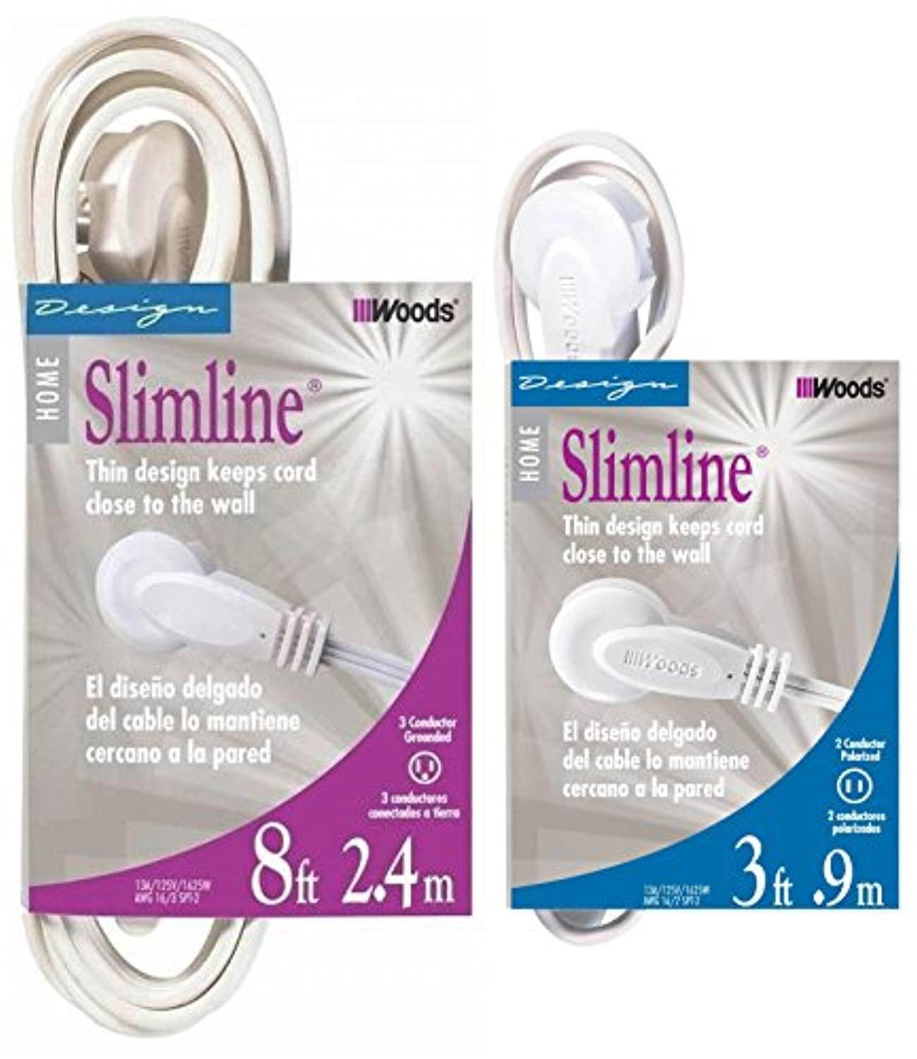 slimline bundle, one 8-foot slimline 2241, 3 wire, flat plug extension cord + one 3-foot slimline 2235, 2 wire, flat plug extension cord