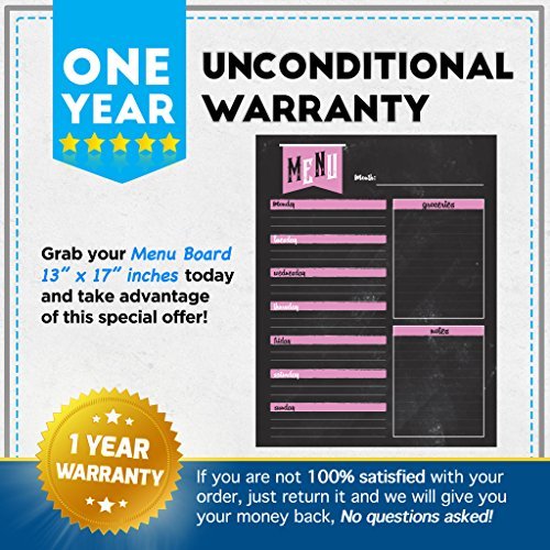 Best EXTRA LARGE 13 x 17 -inch Dry Erase or Wet Erase Laminated Magnetic Dry Erase Menu And Groceries Planner - Perfect for Refrigerators Keep a Weekly Meal Plan & Grocery List Blue & White